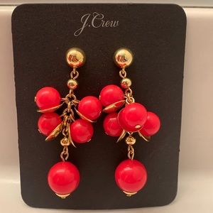 J.Crew Red and Gold Chandelier Earrings